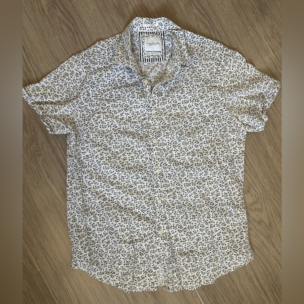 Denim & Flower Linen  Button Down Shirt